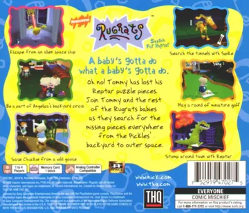 Nickelodeon Rugrats - Search for Reptar (US) box cover back